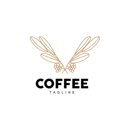 Coffee Logo, Coffee Tree Design, Cafe Drink Vector, Icon Brand Illustration Symbolのイラスト素材