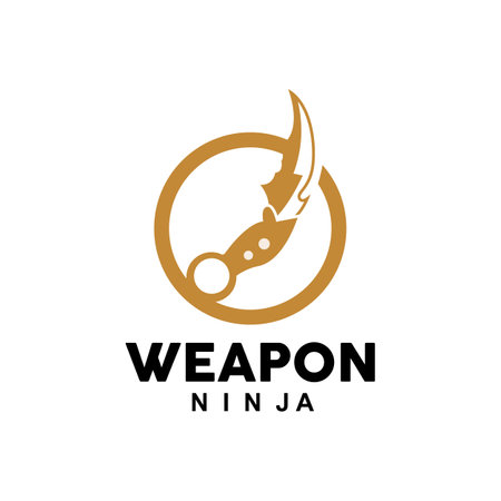 Weapon Logo, Traditional Weapon Karambit Vector, Ninja Fighting Tool Simple Design, Symbol Icon, Illustrationのイラスト素材