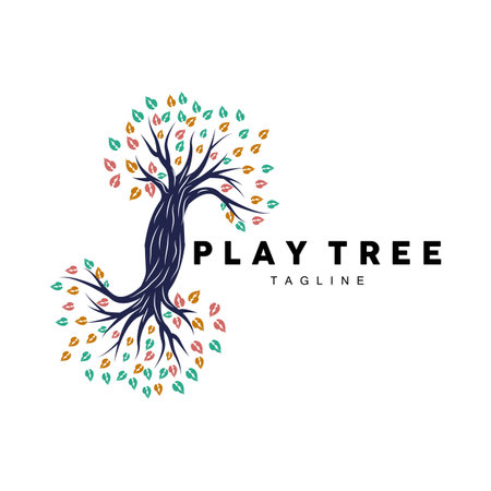 Tree Logo Design, Playground Vector, Education Tree Iconのイラスト素材