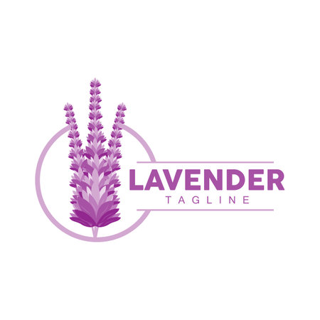Lavender Logo, Hand Drawn Wedding Plant Design, Agriculture Vector, Symbol Illustration Template Iconのイラスト素材