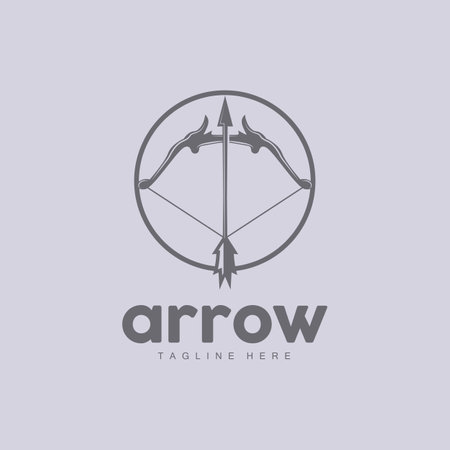 Arrow Logo, Bow Arrow Minimalist Simple Design, Archer Vector, Templet Illustration Symbol Iconのイラスト素材