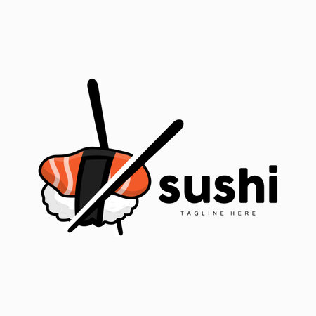 Sushi Logo, Japanese Fast Food Design, Vector Icon Template Symbolのイラスト素材
