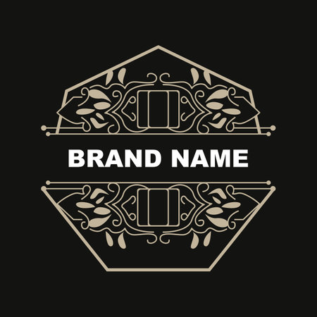 Elegant Minimalist Ornament Logo Template Luxury Ornament Wedding Decoration Business, Batik Style Invitation, Batik, Frasion, Initial Brand Designのイラスト素材