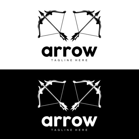 Arrow Logo, Bow Arrow Minimalist Simple Design, Archer Vector, Templet Illustration Symbol Iconのイラスト素材