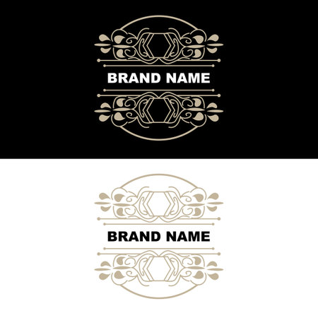 Elegant Minimalist Ornament Logo Template Luxury Ornament Wedding Decoration Business, Batik Style Invitation, Batik, Frasion, Initial Brand Designのイラスト素材