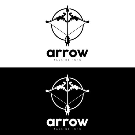 Arrow Logo, Bow Arrow Minimalist Simple Design, Archer Vector, Templet Illustration Symbol Iconのイラスト素材