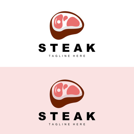 Beef Logo, Meat Steak Vector, Grill Cuisine Design, Steak Restaurant Brand Template Iconのイラスト素材