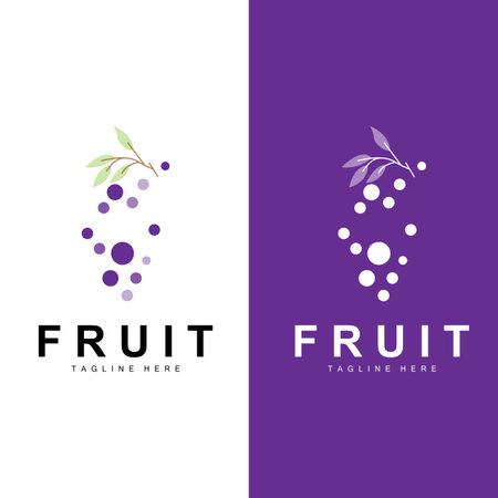 Grape Logo, Farm Fruit Vector, Fresh Purple Fruit Design, Grape Product Icon, Fruit Shopのイラスト素材