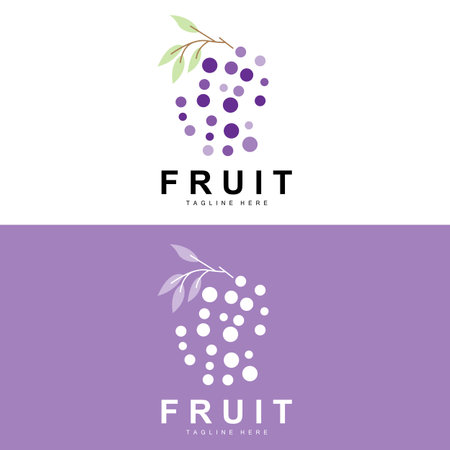 Grape Logo, Farm Fruit Vector, Fresh Purple Fruit Design, Grape Product Icon, Fruit Shopのイラスト素材