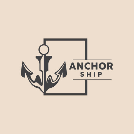 Anchor Logo, SImple Elegant Design, Nautical Ship Vector, Icon Symbol Illustrationのイラスト素材