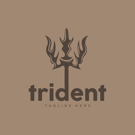 Trident Logo, Elegant Simple Minimalist Design, Zeus God Weapon Vector, Templete Illustration Symbol Iconのイラスト素材