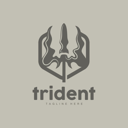 Trident Logo, Elegant Simple Minimalist Design, Zeus God Weapon Vector, Templete Illustration Symbol Iconのイラスト素材