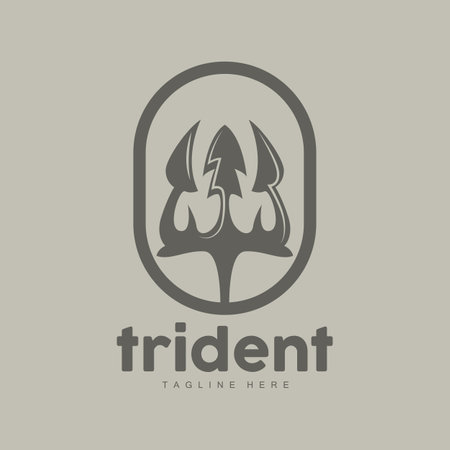 Trident Logo, Elegant Simple Minimalist Design, Zeus God Weapon Vector, Templete Illustration Symbol Iconのイラスト素材