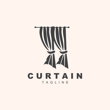Home And Exhibition Curtain Logo Design, Building Decoration Vector Illustrationのイラスト素材