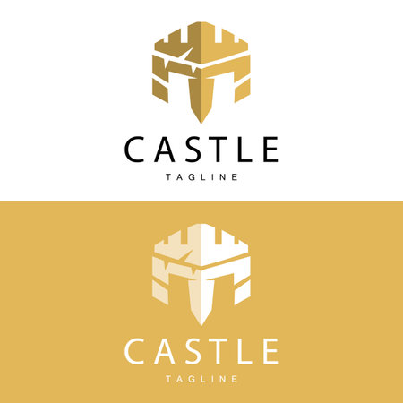 Castle Logo Elegant Luxury Simple Design, Royal Castle Vector Shield, Templet Illustration Iconのイラスト素材