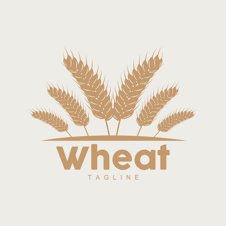 Rice Logo, Farm Wheat Logo Design, Vector Wheat Rice Icon Template Illustrationのイラスト素材
