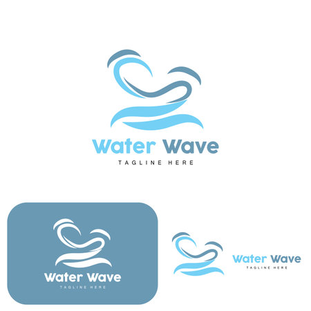 Water Wave Logo, Deep Sea Vector, Maritime Background Template Designのイラスト素材