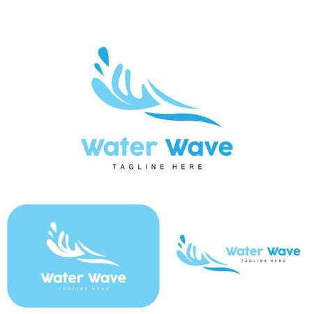 Water Wave Logo, Deep Sea Vector, Maritime Background Template Designのイラスト素材