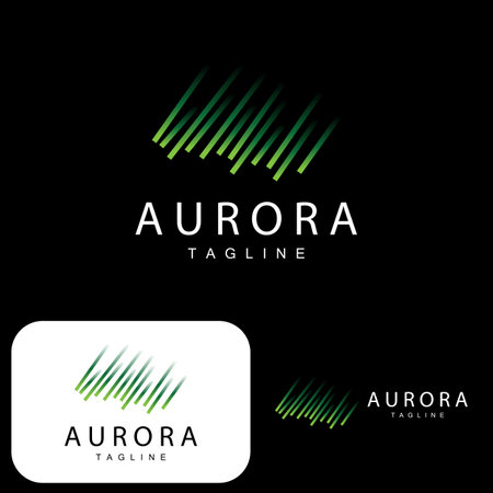 Aurora Logo, Simple Design Amazing Natural Scenery Of Aurora, Vector Icon Template, Illustrationのイラスト素材