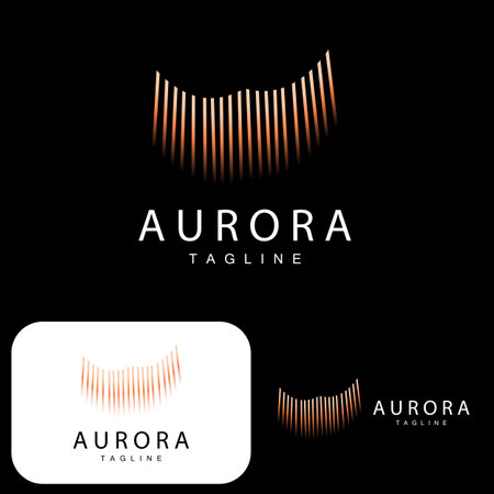 Aurora Logo, Simple Design Amazing Natural Scenery Of Aurora, Vector Icon Template, Illustrationのイラスト素材