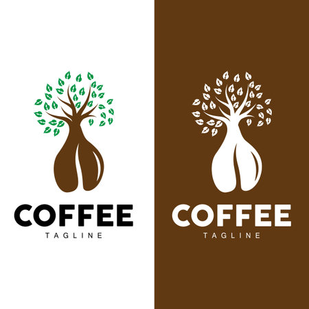 Coffee Logo, Coffee Tree Design, Cafe Drink Vector, Icon Brand Illustration Symbolのイラスト素材