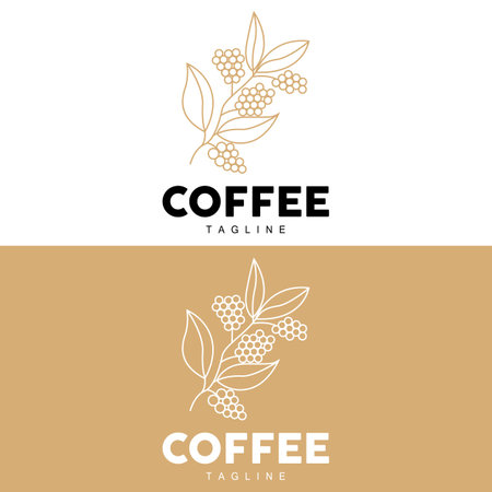 Coffee Logo, Coffee Tree Design, Cafe Drink Vector, Icon Brand Illustration Symbolのイラスト素材