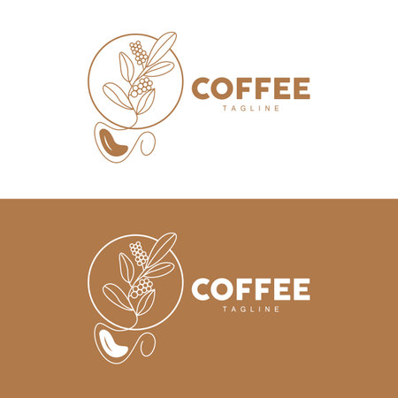 Coffee Logo, Coffee Tree Design, Cafe Drink Vector, Icon Brand Illustration Symbolのイラスト素材