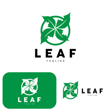 Green Leaf Logo, Ecology Natural Plant Vector, Nature Design, Illustration Template Iconのイラスト素材
