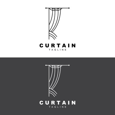 Home And Exhibition Curtain Logo Design, Building Decoration Vector Illustrationのイラスト素材