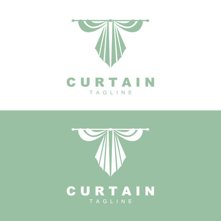 Home And Exhibition Curtain Logo Design, Building Decoration Vector Illustrationのイラスト素材