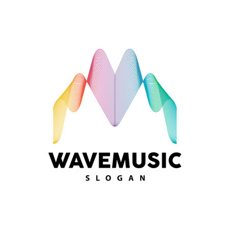 Music Wave Logo, Simple Elegant Gradient Line Design, Music Equalizer Vector, Symbol Template Iconのイラスト素材