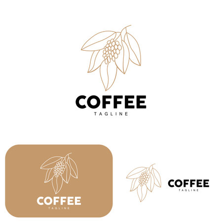 Coffee Logo, Coffee Tree Design, Cafe Drink Vector, Icon Brand Illustration Symbolのイラスト素材