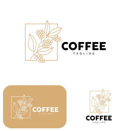 Coffee Logo, Coffee Tree Design, Cafe Drink Vector, Icon Brand Illustration Symbolのイラスト素材