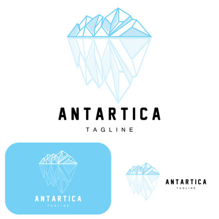 Mountain Logo, Antarctic Iceberg Logo Design, Nature Landscape Vector, Product Brand Illustration Iconのイラスト素材