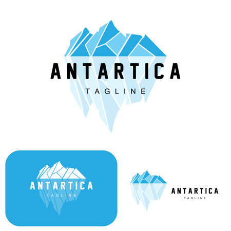 Mountain Logo, Antarctic Iceberg Logo Design, Nature Landscape Vector, Product Brand Illustration Iconのイラスト素材