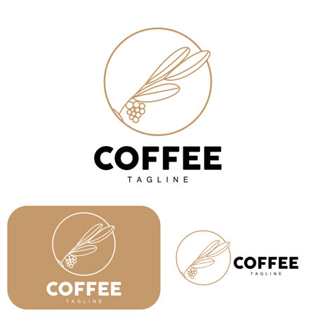 Coffee Logo, Coffee Tree Design, Cafe Drink Vector, Icon Brand Illustration Symbolのイラスト素材