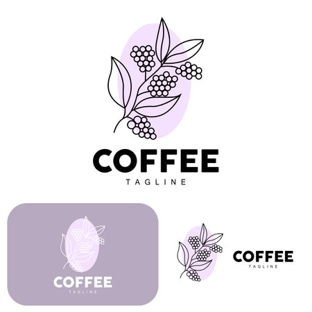 Coffee Logo, Coffee Tree Design, Cafe Drink Vector, Icon Brand Illustration Symbolのイラスト素材
