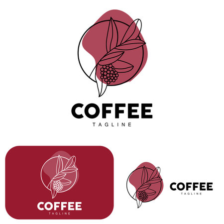 Coffee Logo, Coffee Tree Design, Cafe Drink Vector, Icon Brand Illustration Symbolのイラスト素材
