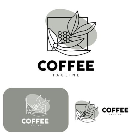 Coffee Logo, Coffee Tree Design, Cafe Drink Vector, Icon Brand Illustration Symbolのイラスト素材