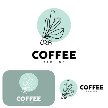 Coffee Logo, Coffee Tree Design, Cafe Drink Vector, Icon Brand Illustration Symbolのイラスト素材
