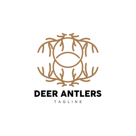 Deer Horn Logo, Animal Vector, Minimalist Simple Design, Illustration Symbol Iconのイラスト素材