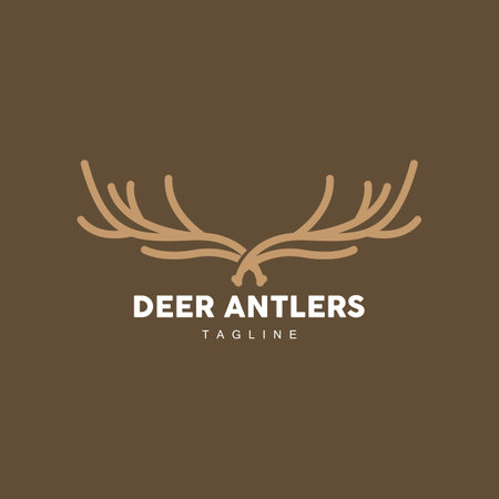 Deer Horn Logo, Animal Vector, Minimalist Simple Design, Illustration Symbol Iconのイラスト素材