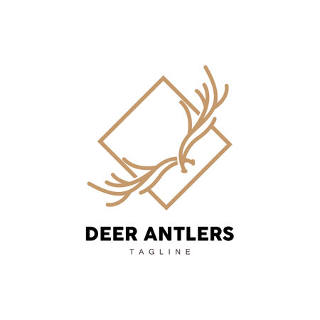 Deer Horn Logo, Animal Vector, Minimalist Simple Design, Illustration Symbol Iconのイラスト素材