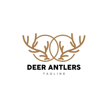 Deer Horn Logo, Animal Vector, Minimalist Simple Design, Illustration Symbol Iconのイラスト素材