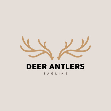 Deer Horn Logo, Animal Vector, Minimalist Simple Design, Illustration Symbol Iconのイラスト素材