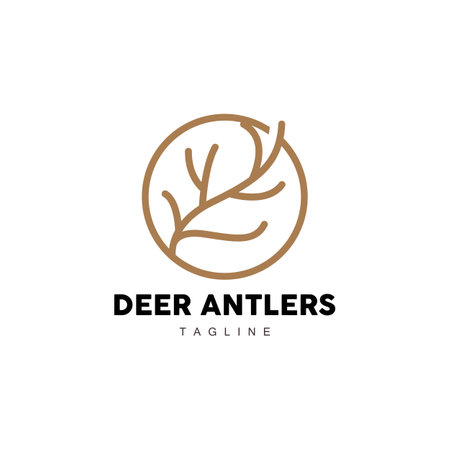 Deer Horn Logo, Animal Vector, Minimalist Simple Design, Illustration Symbol Iconのイラスト素材