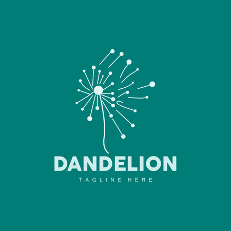 Dandelion Logo, Vector Plant Dandelion flower, Design Icon Templateのイラスト素材