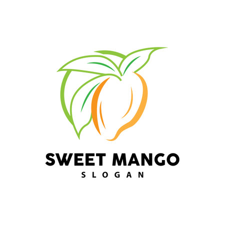 Mango Logo, Fresh Fruit Vector, Abstract Line Style Design, Icon Template Illustrationのイラスト素材