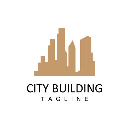 Skyline Logo, Simple Modern Design of Skyscrapers, Vector Cityscape Buildings, Icon Silhouette Illustrationのイラスト素材