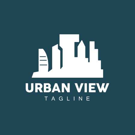 Skyline Logo, Simple Modern Design of Skyscrapers, Vector Cityscape Buildings, Icon Silhouette Illustrationのイラスト素材